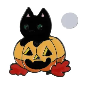 Halloween Zwarte Kat Pompoen Magnetische Broche Leuke Cartoon Emaille Speld Decoratie