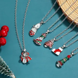 Christmas pendant necklace set for women festive holiday charm jewelry gift collection