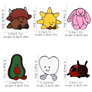 Cute animal plant enamel pin set cartoon metal brooch badge fashion clothing backpack decor