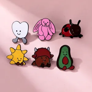 Cute cartoon enamel pins set, metal brooch badges for clothing jackets and backpacks decoration.