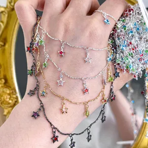 Chaîne Étoile en Cuivre DIY Avec Strass Colorés Chaîne en Métal Pour Fabrication de Bijoux Faits Main Accessoires