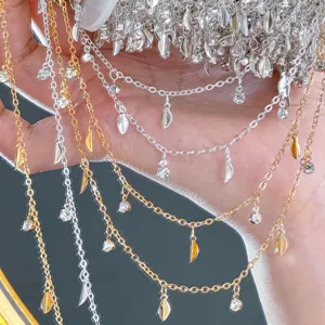 DIY Glands Strass Chaîne Forme Graine de Melon Fer Électroplaqué Accessoire Épingle à Cheveux pour Artisanat Style Ancien Hanfu