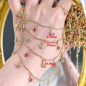 DIY chaîne étoile zircon colorée cuivre conservation couleur bracelet collier bijoux