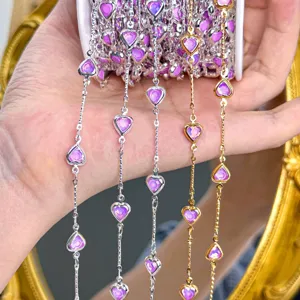 DIY purple heart chain material for handmade necklaces, bracelets, and custom jewelry crafting.