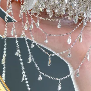 DIY chaîne argentée multicouche strass pampille accessoire de cheveux artisanat