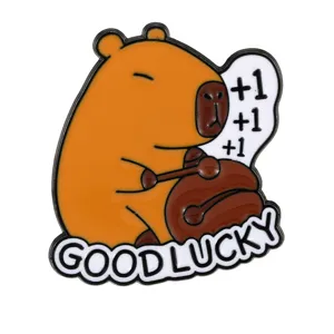 Cute cartoon capybara enamel pin metal brooch badge for cute clothes bags fashion accessories