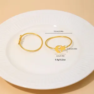 Ronds de serviette lune et étoile dorés élégant décor de table en métal pour dîner de fête