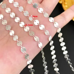 Détails de chaîne de disques ronds en cuivre 6mm et 2.1mm pour fabrication de bijoux DIY.