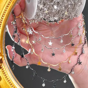 DIY Metal Star Rhinestone Chain Copper Chain Jewelry Accessories For Handbag Waist Chain Bracelet Crafting