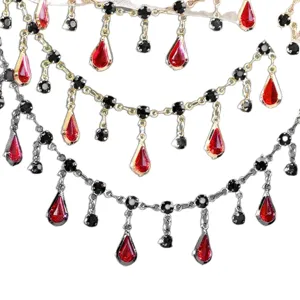 Chaîne goutte rouge sombre bijoux DIY collier bracelet gothique accessoire vêtement poupée