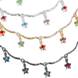 DIY chaîne étoile zircon coloré pendentif en métal pour collier bracelet matériel