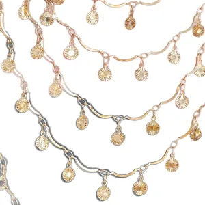 Chaîne de franges en métal doré DIY avec pendentifs pièces pour vêtements Hanfu.