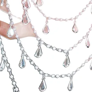 Chaîne de perles et cristaux en forme de goutte pour accessoires de taille Hanfu.
