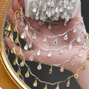 DIY Metal Chain Exotic Apparel Accessories Iron Electroplated Water Drop Sequins Tassel Hanging Chain Jewelry Making