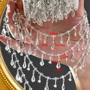 Chaîne de strass DIY pendentif goutte d'eau en cristal pour robe Lolita accessoires cheveux