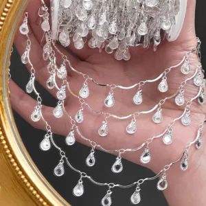 DIY metal chain with teardrop pendants for ethnic costume hair accessories and handmade crafts.