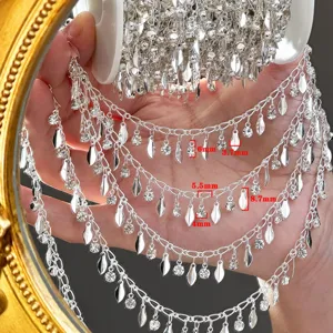 DIY Metal Chain Rhinestone Sequins Tassel Chain Ancient Style Headscarf Chain Copper Chain Jewelry Accessories
