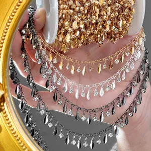 DIY Rhinestone Tassel Chain Sequin Fringe Trim for Hair Accessory Craft Making Supplies