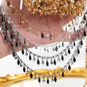 DIY rhinestone leaf tassel chain jewelry making materials craft supplies pendant accessories