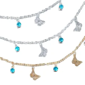 DIY blue butterfly rhinestone chain, exquisite metal tassel chain for bracelet and necklace decoration.