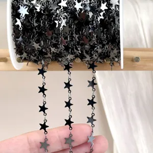 Black star chain roll for DIY jewelry making, garment decoration, and unique craft projects.