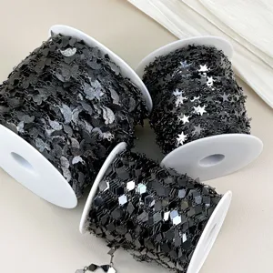 DIY black chain bulk butterfly star diamond shape metal links for clothing craft decor