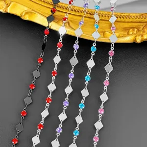 Chaîne en Cuivre DIY Avec Strass Colorés Diamant Cristal Chaîne Serpentin Pour Sac Vêtements Fabrication de Bijoux Accessoires d'Artisanat