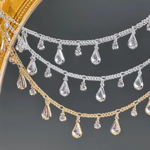DIY kristal druppel ketting strass decoratieve accessoire voor Hanfu taille ketting sjaal.
