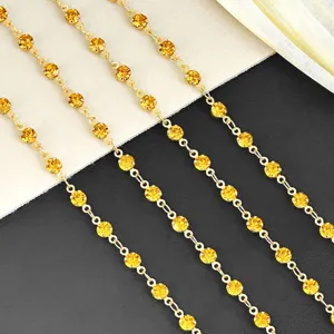 4mm DIY gold tone rhinestone cup chain sparkling crystal trim for handmade bags and crafts