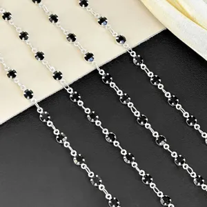 4mm black rhinestone cup chain for DIY crafts, bag straps, and clothing decoration details.