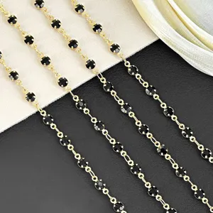 4mm black rhinestone gold chain detail for DIY ita bag straps, hair accessories and crafts.