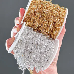 DIY Druppel Strass Ketting Goud en Zilver Kristal Trim voor Sieraden Maken Mode Riem