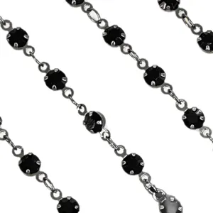 4mm black rhinestone cup chain for DIY ita bag decoration, clothing tassel and crafts.