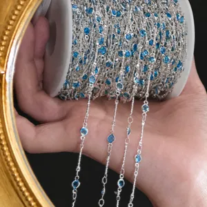 DIY Bezel Cut Chain Multicolor 4mm Stone Tassel Hair Accessory Face Curtain Materials
