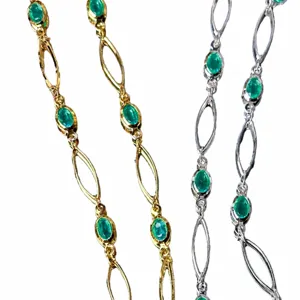 DIY chaînes en métal à pierre ovale vert menthe doré argenté accessoires de bijoux fantaisie