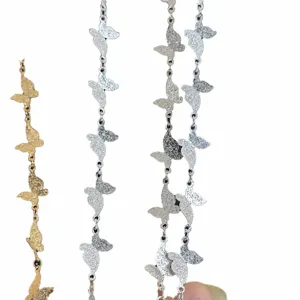 DIY Chaîne Papillon Pailleté Mat Accessoires Bijoux Or Argent Collier Bracelet Artisanat
