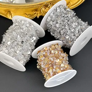 Chaine de bijouterie DIY facettes fleur zircon cuivre accessoire d'artisanat de bricolage