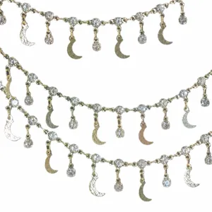 Accessoire de bijoux de chaîne de croissant de lune en strass DIY, chaîne faite main en cuivre.
