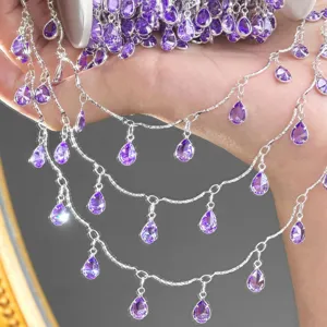 Copper Chain DIY Jewelry Making Material Marquise And Water Drop Zirconia Chain For Bracelet Necklace Crafting