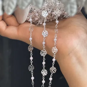 DIY chaîne en métal perle fleur de rose accessoires de bijoux faits à la main pour collier