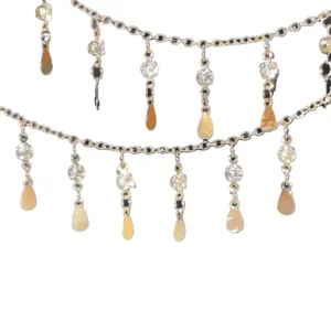 Chaine de tete strass goutte double couche style Dunhuang accessoire de cheveux DIY.