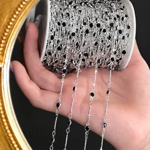 DIY 4mm silver beaded chain jewelry making accessory for vintage hair ornaments and tassels.