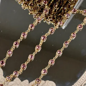 6mm DIY colorful glass crystal copper chain for Chinese style hair accessories and bracelets.