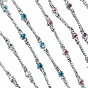 DIY metal chain fringe material colorful rhinestones hair accessory tassel chain 4mm