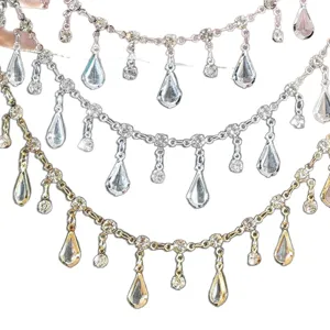 Chaînes de strass goutte DIY, franges de cristal pour vêtements lolita et accessoires.