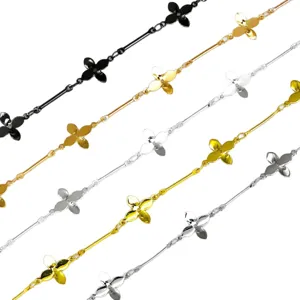 DIY metal flower chain components for jewelry making in assorted metal finishes item