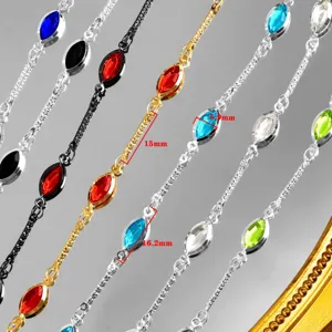 DIY marquise rhinestone chain multi-color gemstone jewelry making accessories craft supply