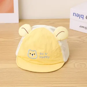 Cappellino da baseball in rete per bambini, design orecchie di animale traspirante con bel ricamo.