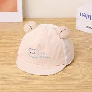 Cappellino da baseball in rete per bambini con ricamo di orecchie d'orso, rosa traspirante.