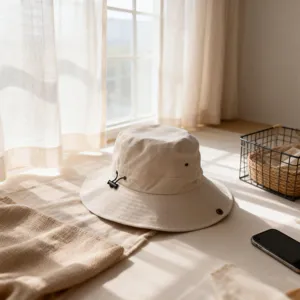 Sombrero de pescador minimalista de color sólido ajustable para niños al aire libre diario.